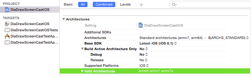 Xcode 64bit architecture setting